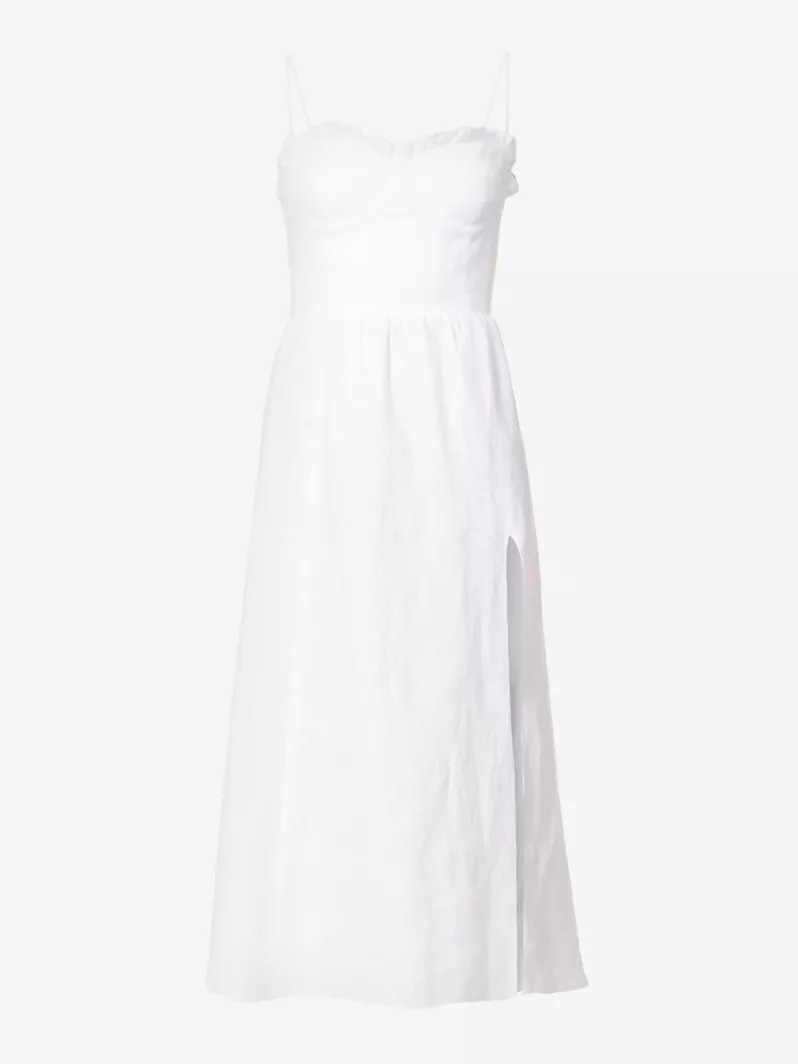 Nwot Sweetheart/Balconette Neckline Linen Dress Sz 0 White